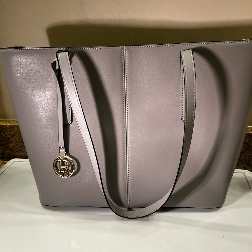 NWOT Bostanten Baby Blue Carol Work LeatherTote Shoulder Bag 17x11x5.5